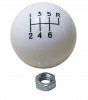 6-Speed White Shift Knob | Universal 16mm x 1.5 Thread | 1-7/8in Diameter